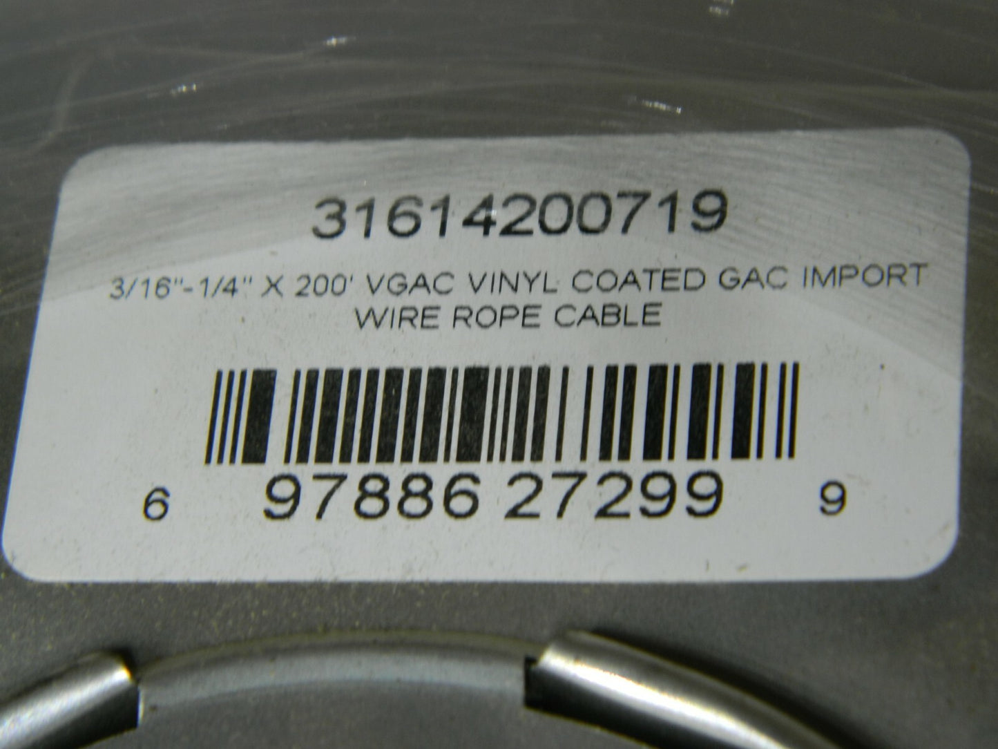 Lift-All Coated Aircraft Cable Wire 1/4" x 3/16" Diam x 200 Ft 3161420