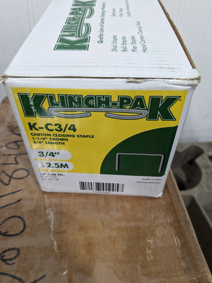 KLINCH-PAK Wide Crown Construction Staple: 1-1/4" W, 3/4" L Qty 2,500