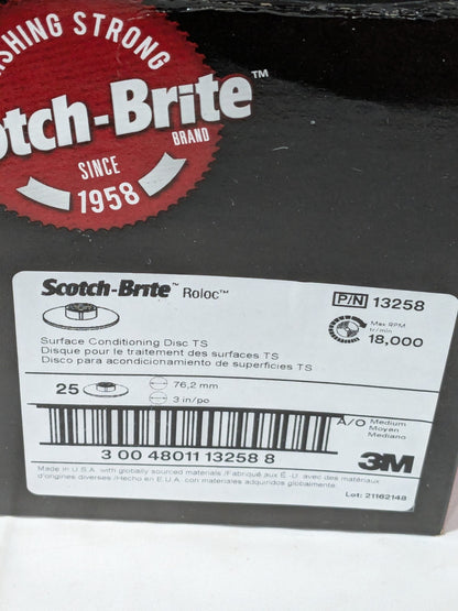 3M Quick-Change Disc: Roloc TS, 3" Dia, Silicon Carbide Box of 25 7100035317
