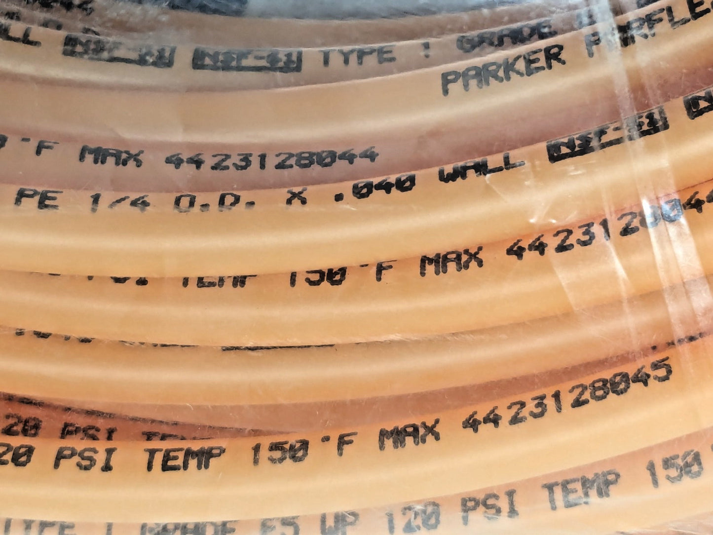 Parker Polyethylene Orange Tubing 1/4" X .040 Wall X 100 Ft E-43-O-0100