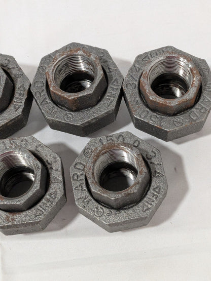 Ward Black Union: 3/4", Threaded Malleable Iron, Class 150, 5 PACK 13392