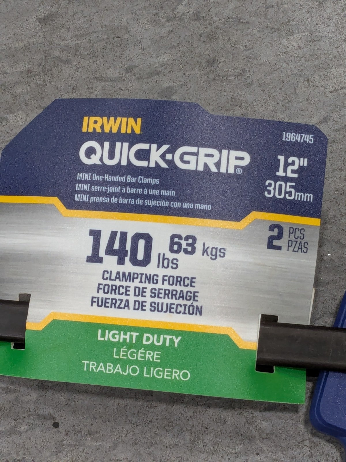 Irwin Carbon Steel Bar Clamp: 12" Capacity, 2-7/16" Throat Depth 2 Pac