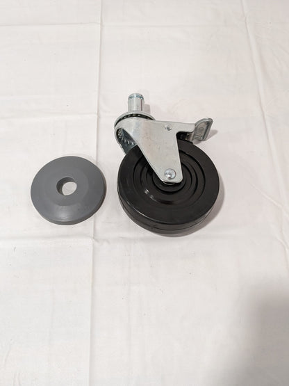 Caster: Hard Rubber Swivel w/Brake & Bumper 5" Diam x 1-1/4" Wide CA5SBR-RB