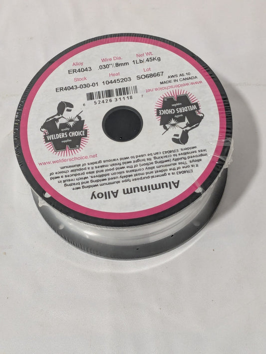 Welder's Choice MIG Welding Wire: ER4043, 0.0300" Dia, Aluminum, 1 Lb 59802744