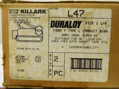 Hubbell Killark IMC and Rigid Iron Conduit Body 1-1/4" Trade L 7 Form Qty 2 L47