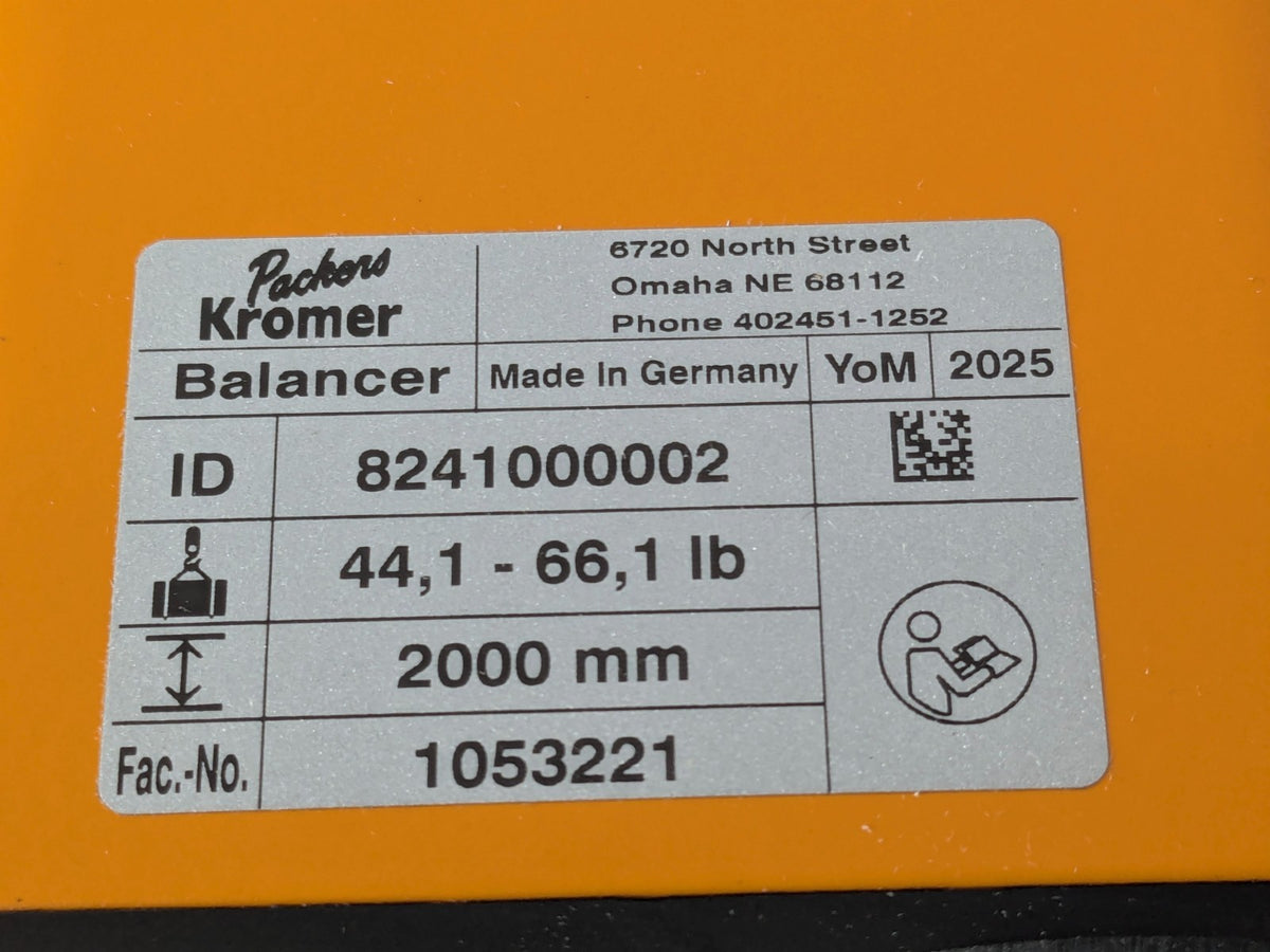 Packers Kromer Zero Gravity Tool Balancer 44 to 66 Lbs 6.6 Ft Length 8241000002