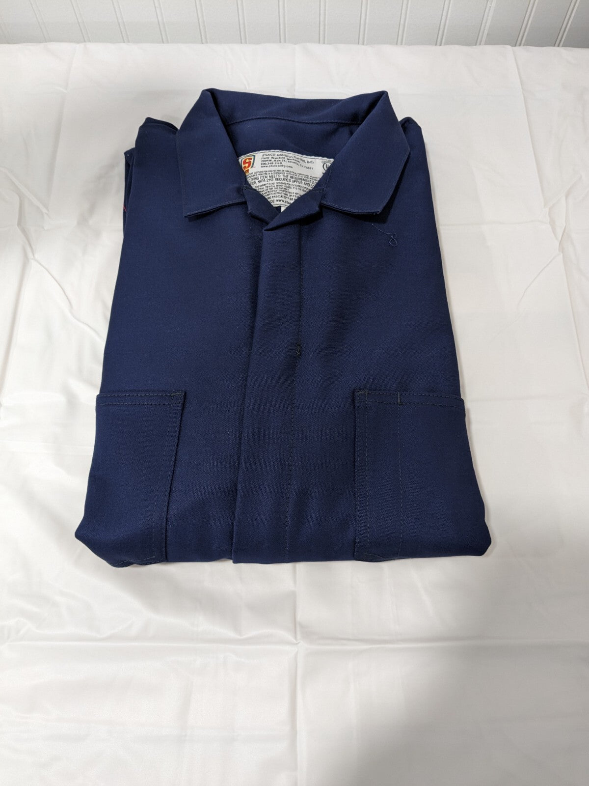 Stanco Flame Resistant Coverall: Sz XL, Indura Ultra Soft Navy Blue FRI-681NB-XL