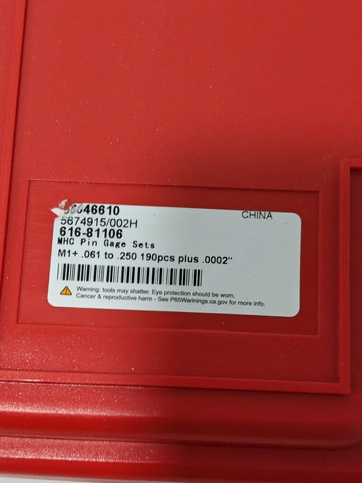 Class ZZ Plug Gage Set: 0.0610 to 0.2500", 190 Pc 616-81106