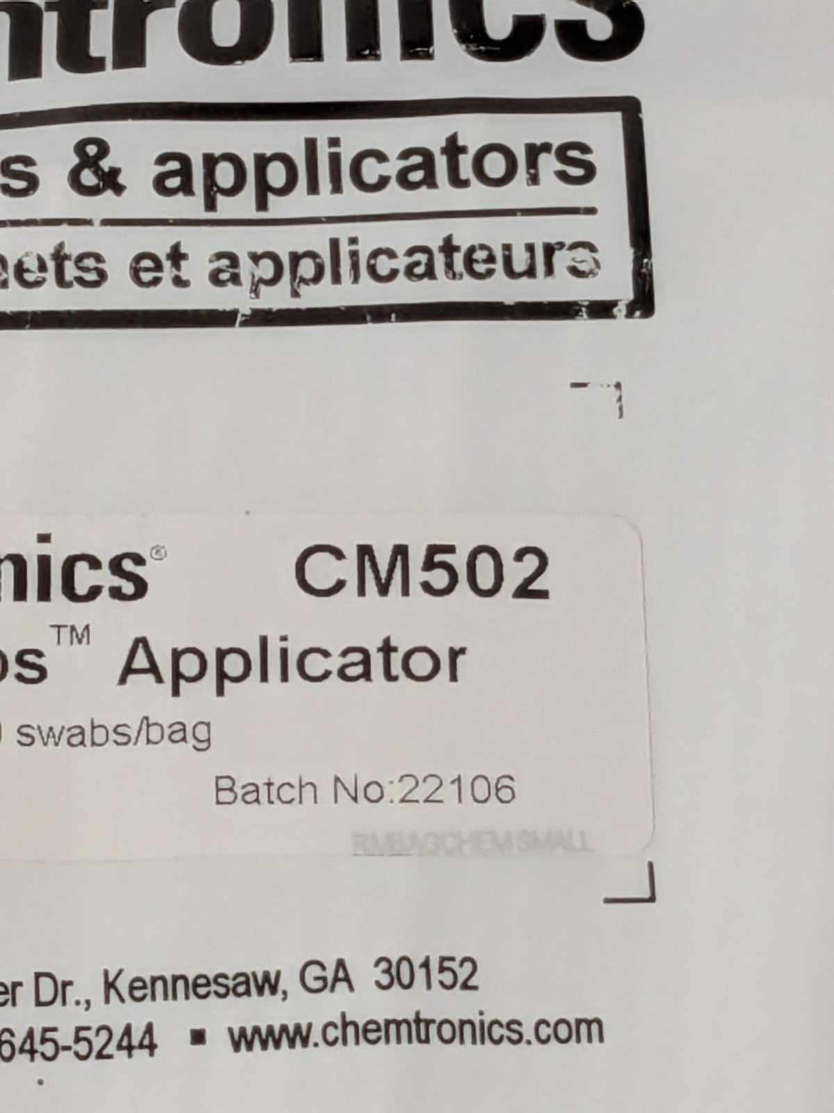 Chemtronics Swab, Single Head, 6.7" OAL, Microtip Series, 50/Pkg CM502