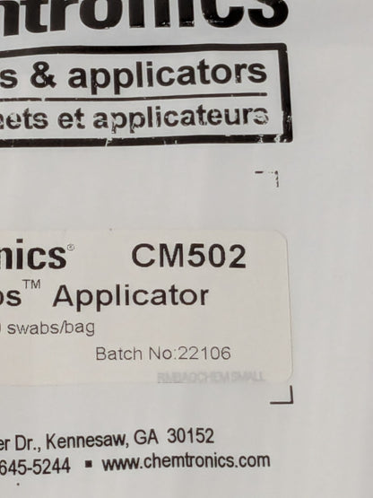 Chemtronics Swab, Single Head, 6.7" OAL, Microtip Series, 50/Pkg CM502