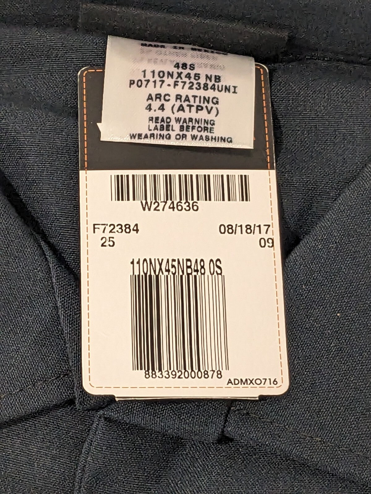 WORKRITE Navy Blue Coveralls Flame-Resistant 110NX45NB48 0S