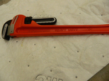 PRO-SOURCE Straight Pipe Wrench: 18" OAL, Cast Iron PAR - PWP-18