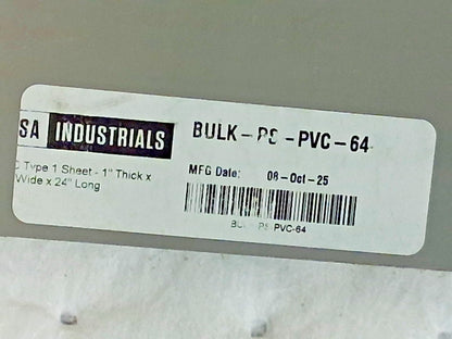 Pro Gray Plastic Sheet PVC 1" Thick x 24" Wide x 2ft Long BULK-PS-PVC-64