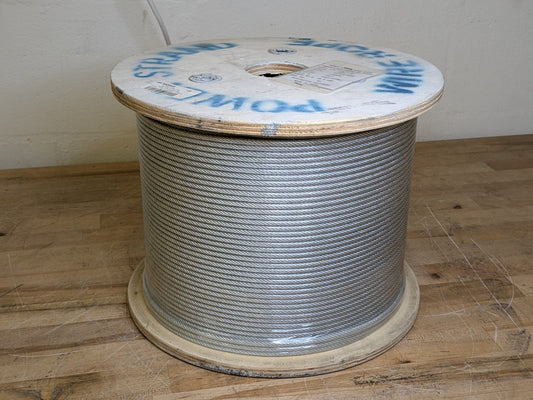 Power Strand Wire Rope 1000 FT. Spool 3/16 IN. Diameter Galvanized Steel