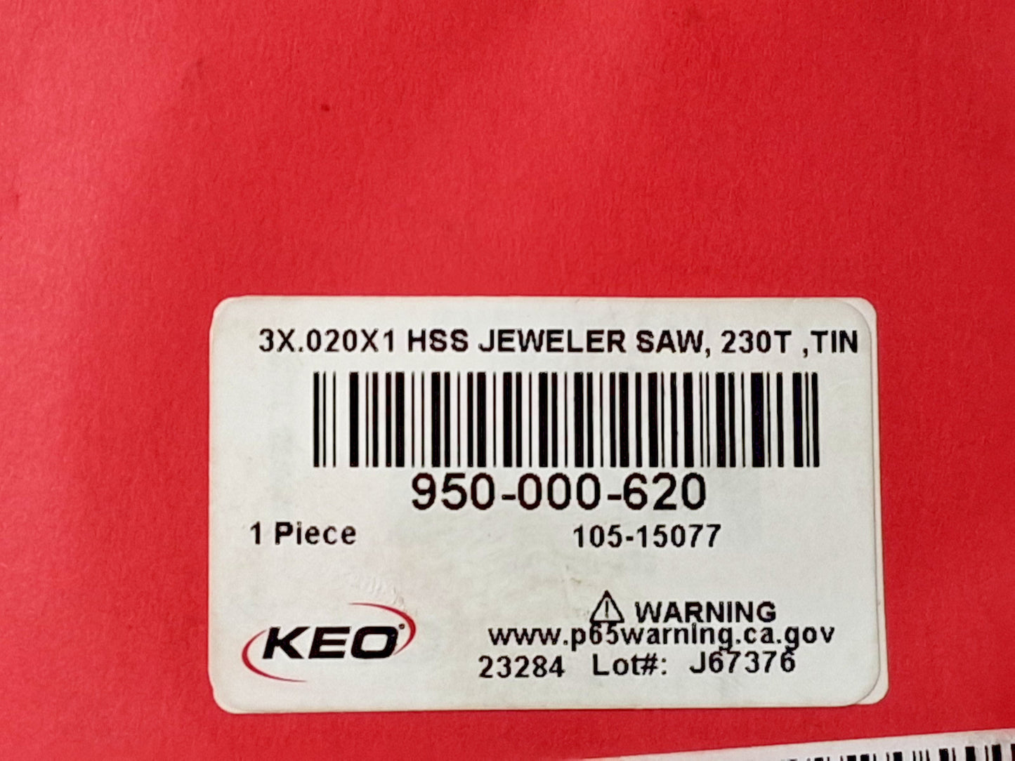 KEO 950 Jewlers Saw HSS Ø3 x .020 x Ø1 230 Teeth TiN Coated 950-000-620