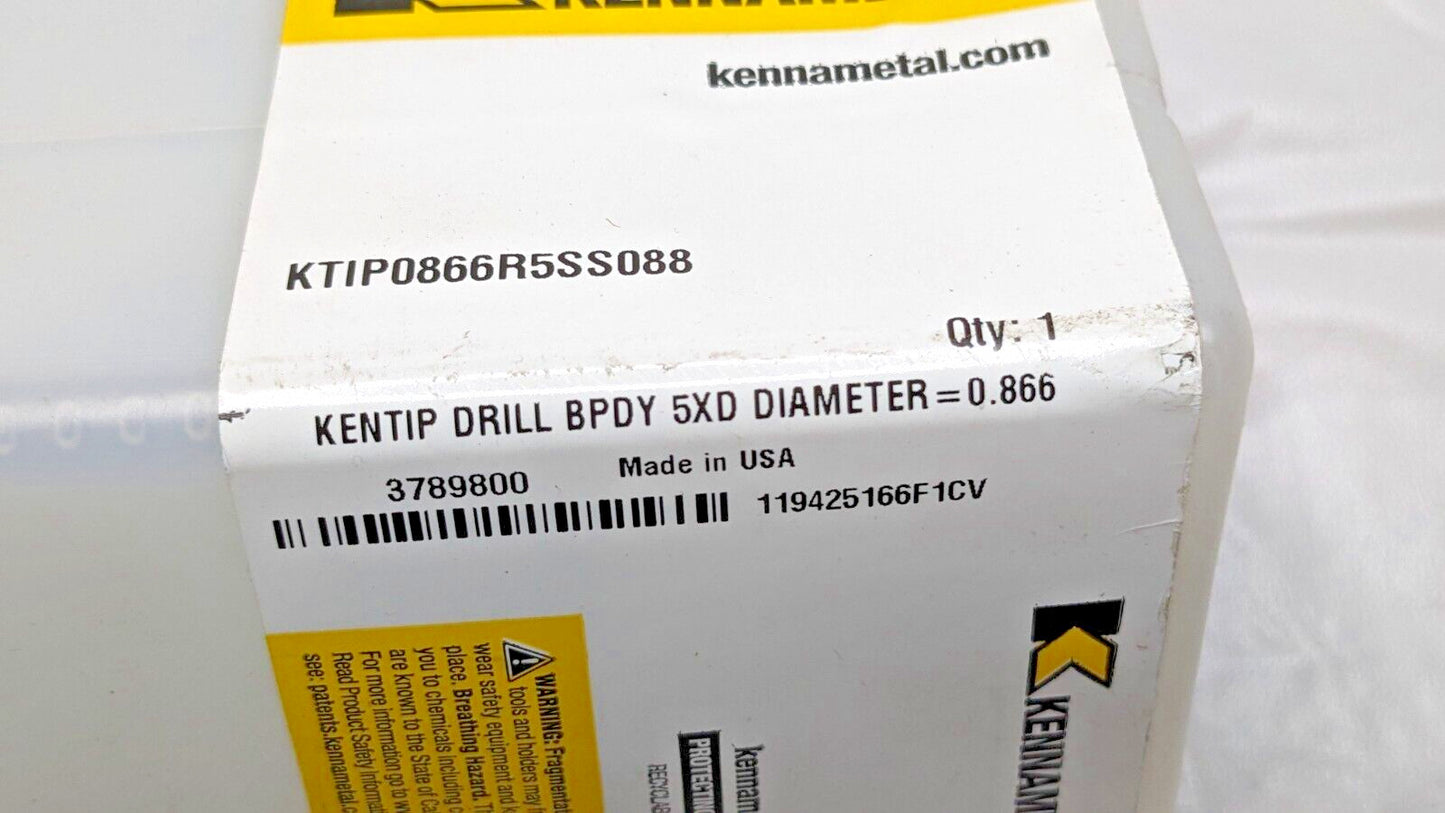 Kennametal Indexable Drill Tip Body 0.8661" Dia KTIP0866R5SS088 3789800
