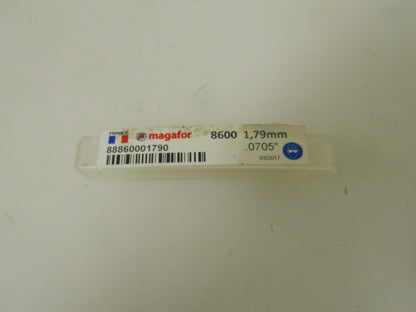 Magafor Chucking Reamer Left Hand Spiral Carbide 4 Flute 1.7907mm 88860001790