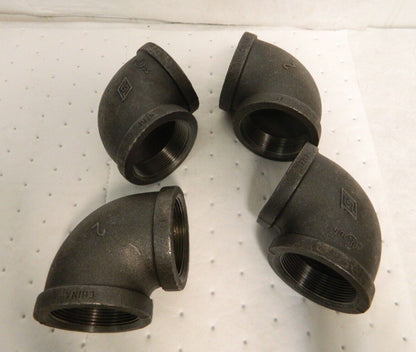 Pro Size 2" Class 150 Malleable Iron Black Pipe 90° Elbow Qty 4 MDB90 50-5