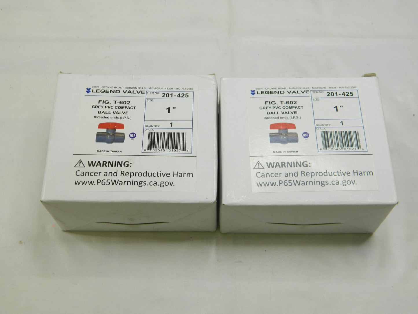 LEGEND VALVE 1" Pipe, Full Port, PVC Miniature Ball Valve Qty 2 201-425