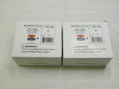 LEGEND VALVE 1" Pipe, Full Port, PVC Miniature Ball Valve Qty 2 201-425