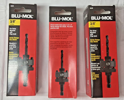 Blu Mol QTY3 Hex Shanks Pin Drive Mandrel Hole Saw Accessory 1-1/4 in. x 6" 5546