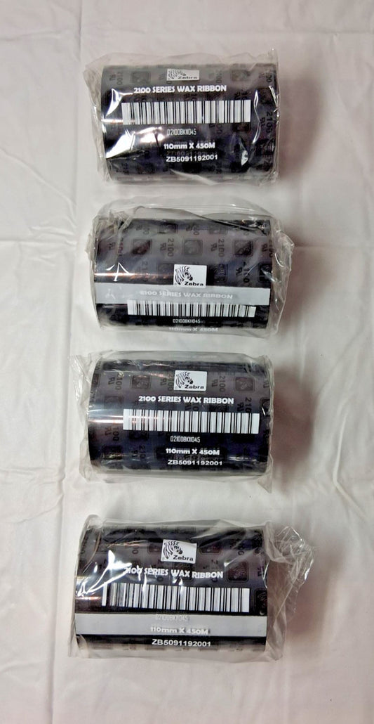 QTY 4 Zebra 2100 High-Performance Wax Thermal Ribbon 4.33" x 1476' 02100BK11045
