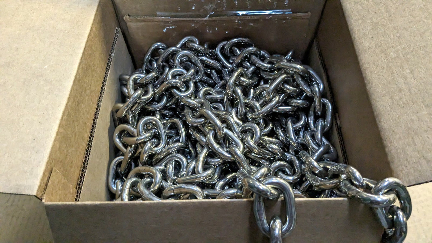 3/8" Stainless Steel Chain  50FT  Welded  Grade 30  3550lb Capacity 512-3751-001