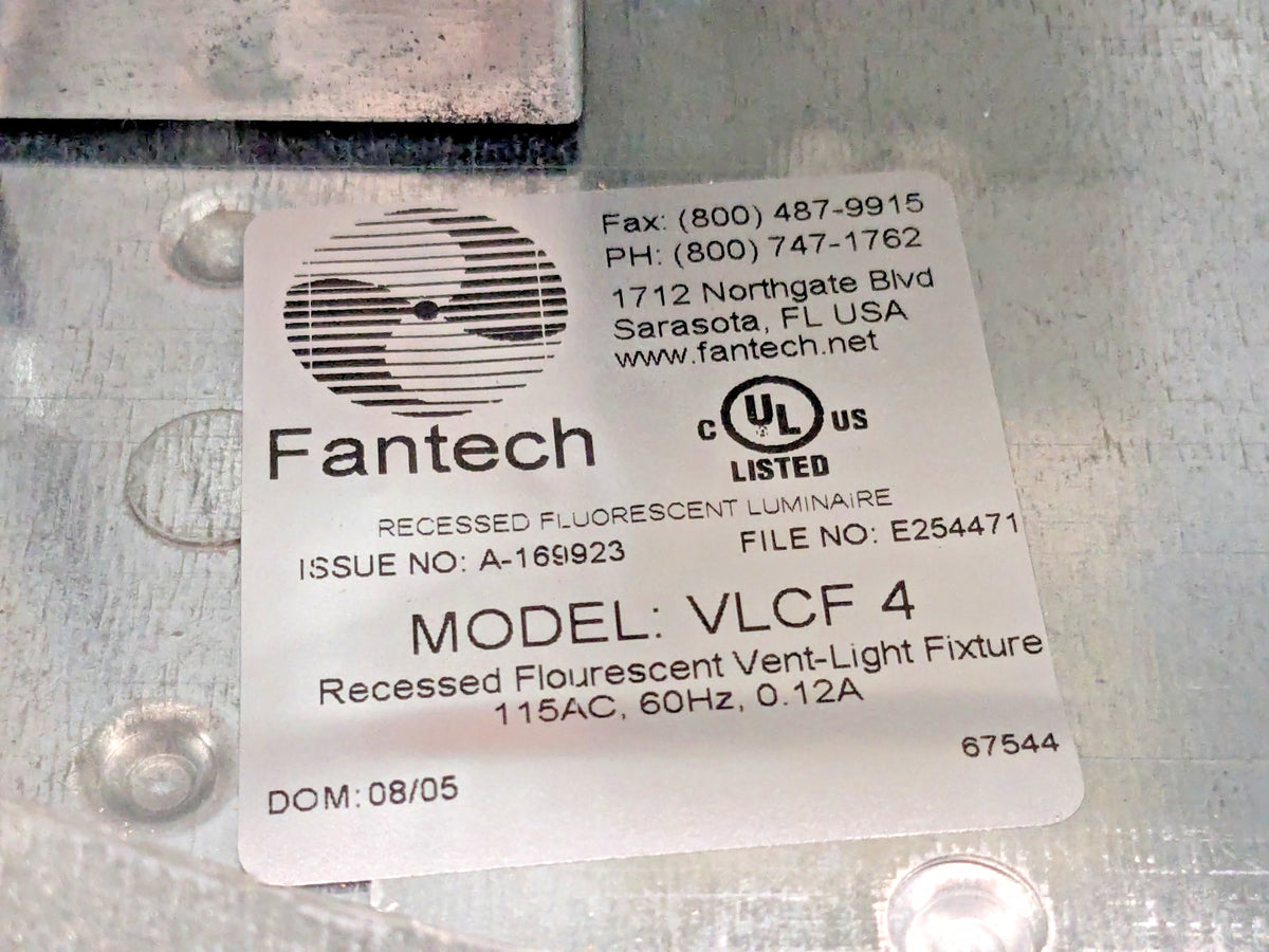 Fantech Duct Fan Fluorescent Vent-Light Kit REG 100FL