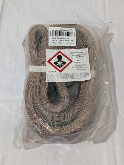 Tru-Maxx Abrasive Belt: 2" Wide, 48" OAL, 80 Grit, Aluminum Oxide Qty