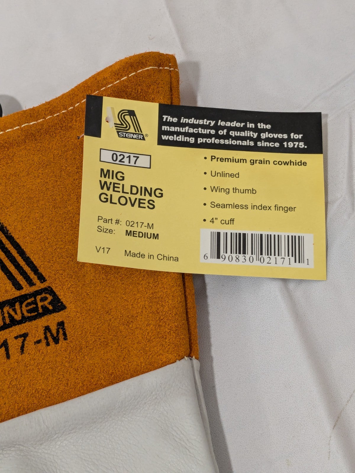 Steiner Welding Gloves: Steiner Sz M, Cowhide Leather 0217-M