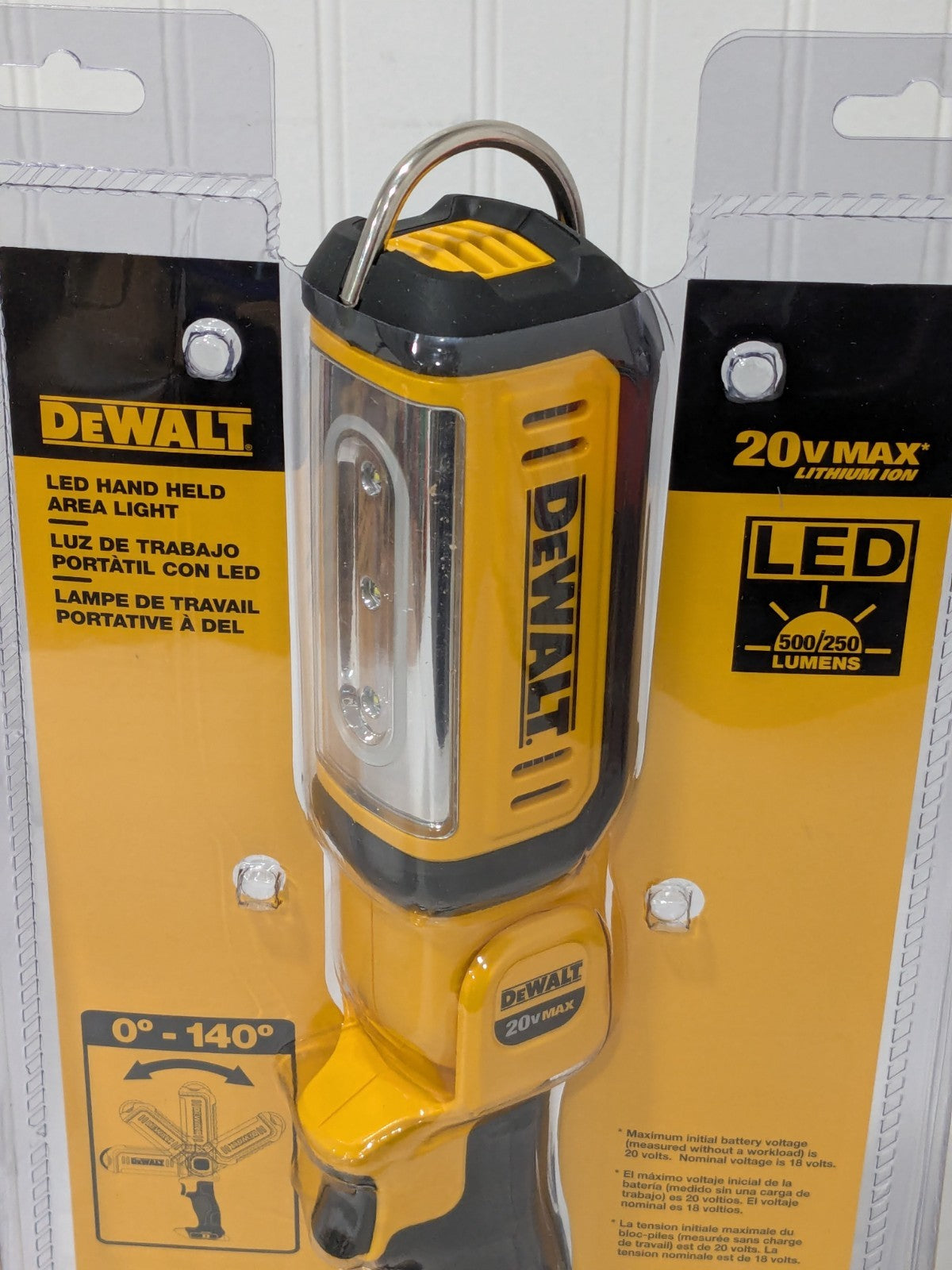 DeWALT Cordless Work Light: 20V, 500 Lumens DCL050 TOOL ONLY
