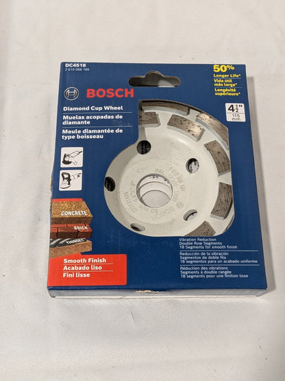 BOSCH 4-1/2" Double Row Segmented Diamond Cup Wheel for Concrete DC4518