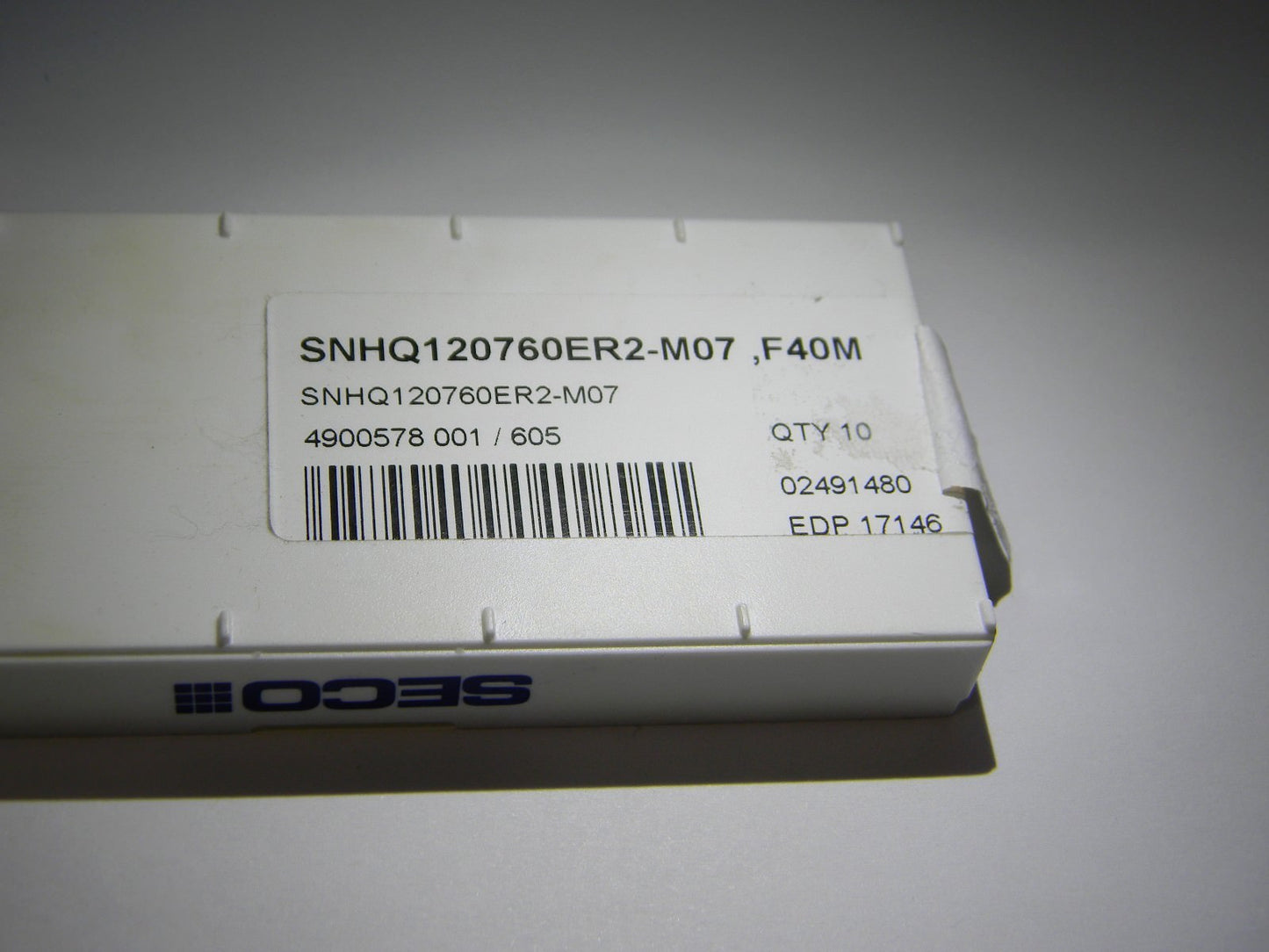 Seco SNHQ120760 M07 Grade F40M Carbide Milling Insert Qty 10 17146