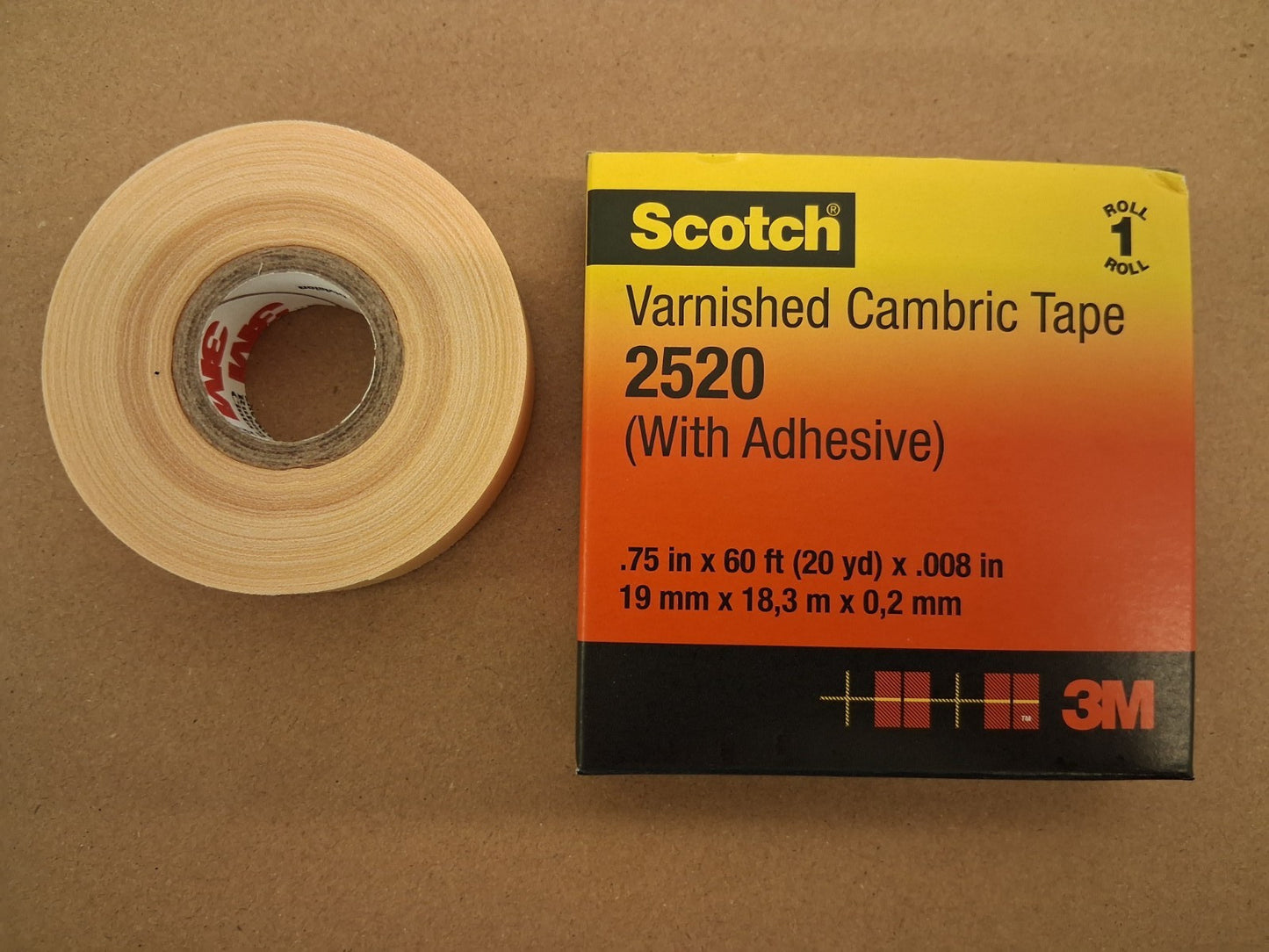 3M Yellow Electrical Tape 3/4" W 60ft Long 8Mil Thick 7000031629