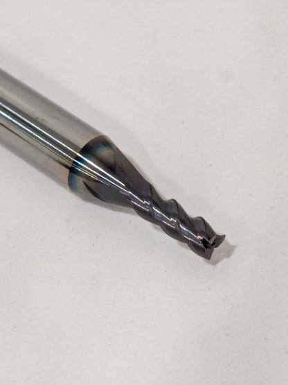 Mitsubishi Square End Mill: 1/8" Dia, 5/16" LOC, 3 Flute, Solid Carbide 494338