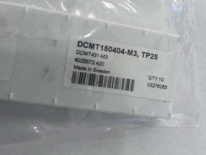 Seco Turning Insert: DCMT431-M3 TM3501, Carbide pack of 10 03276264