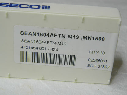 Seco Carbide Milling Inserts SEAN1604AFTN-M19 Grade MK1500 Qty. 10 31397