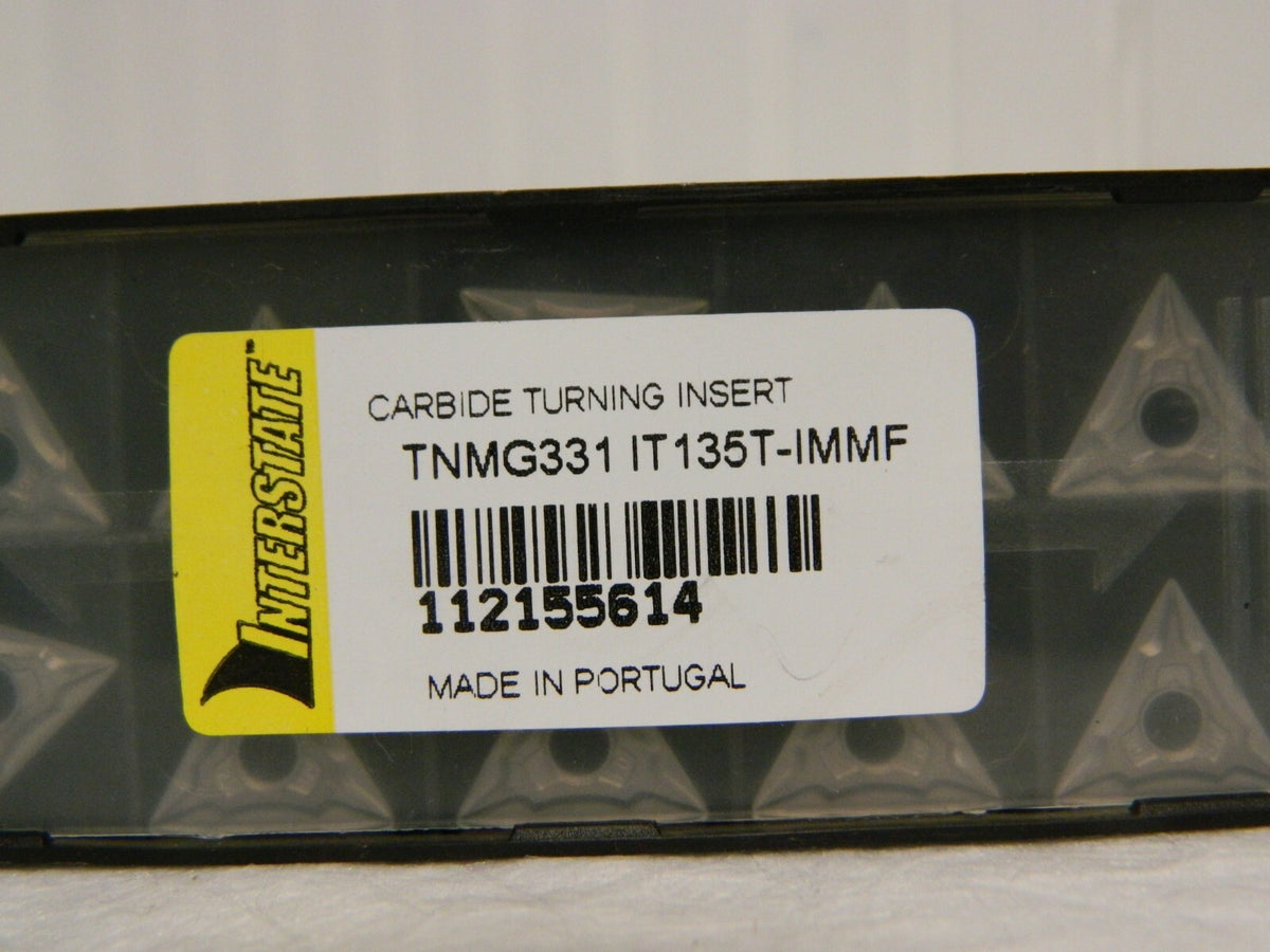 Interstate Carbide Turning Insert TNMG331 IMMF Grade IT135T Qty 10 112155614