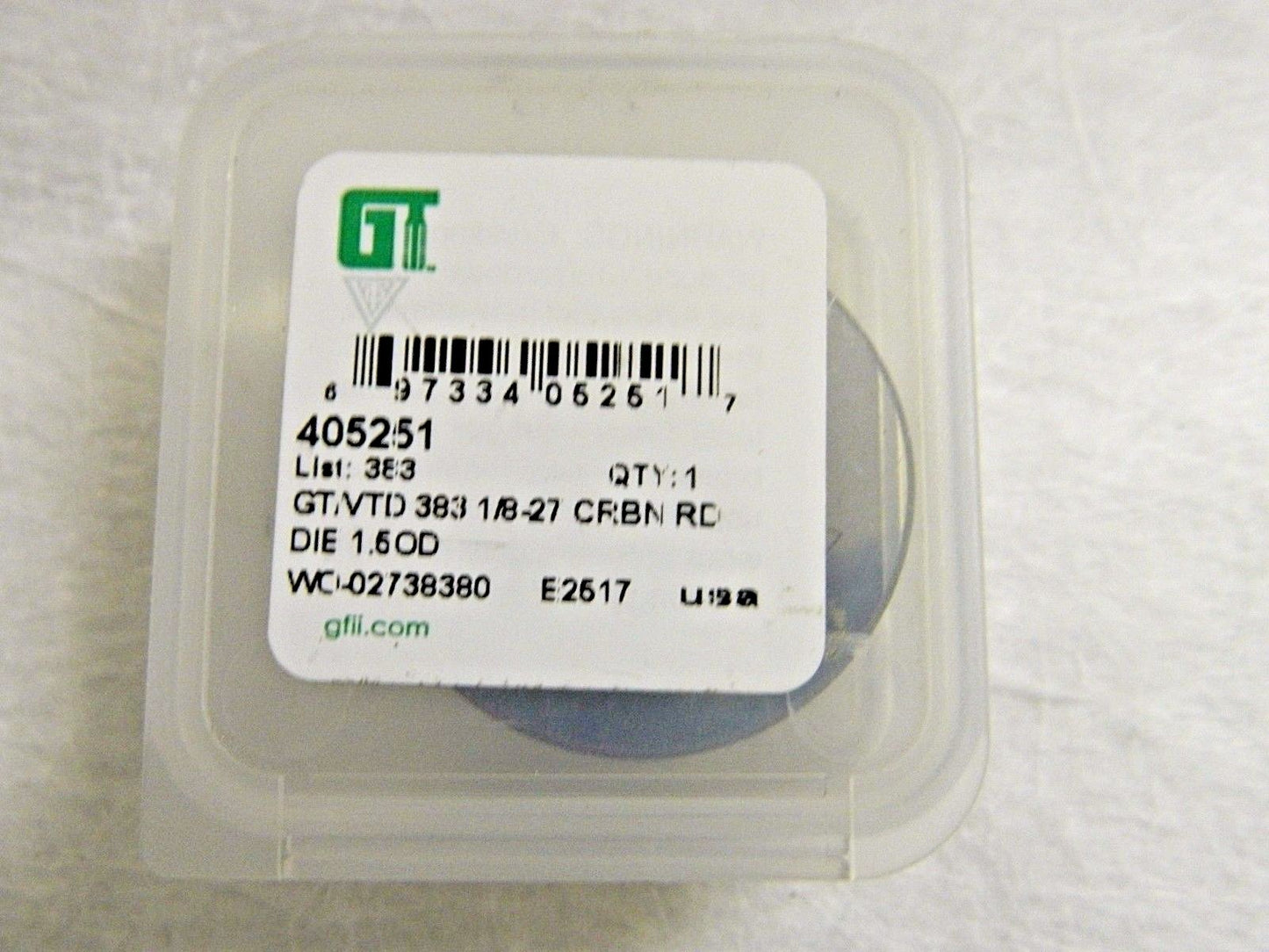 Vermont Tap &amp; Die Carbon Steel Round Die 1/8-27 UNS x 1-1/2" OD 405251