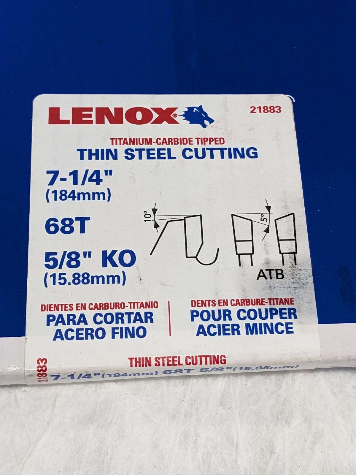 LENOX Wet &amp; Dry Cut Saw Blade 7-1/4" Dia, 5/8" Arbor Hole, 68T 218
