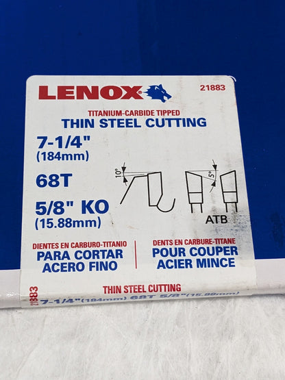 LENOX Wet &amp; Dry Cut Saw Blade 7-1/4" Dia, 5/8" Arbor Hole, 68T 218