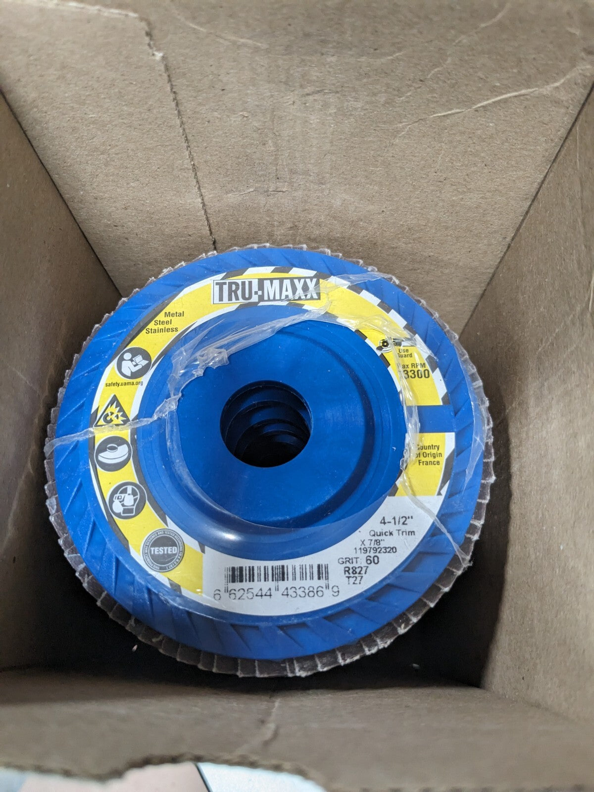 10pc Tru-Maxx Flap Discs: 4-1/2" Dia, 7/8" Hole, 60 Grit 66254443386