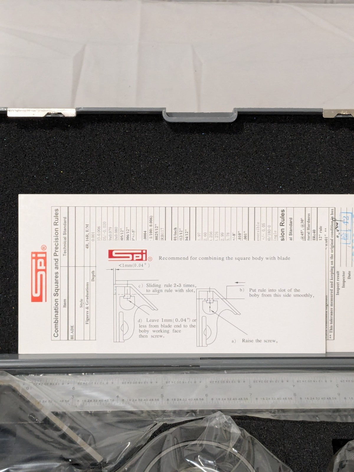 SPI 4 Piece, 12" Combination Square Set 1/16, 1/32, 1/64 & 1/8" (4R) 13-274-6