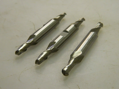 Pro-Grade Ball Double End Mills 3 Pack 1/4" Dia 1/2" LOC 2 Flute HSS 0