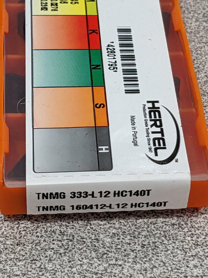 HERTEL Turning Insert: TNMG 333L12 HC140T, Solid Carbide Qty 10 42801795