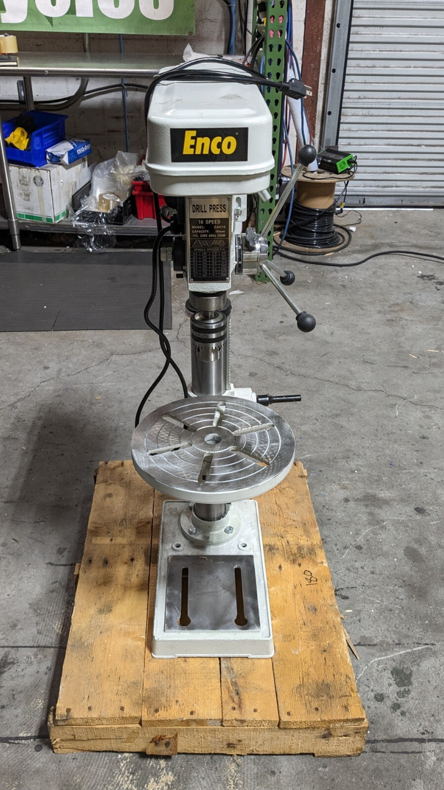 ENCO Floor Drill Press 12.9" Swing 3/4 hp Step Pulley Drive 115V 16 Speed ZJ4116