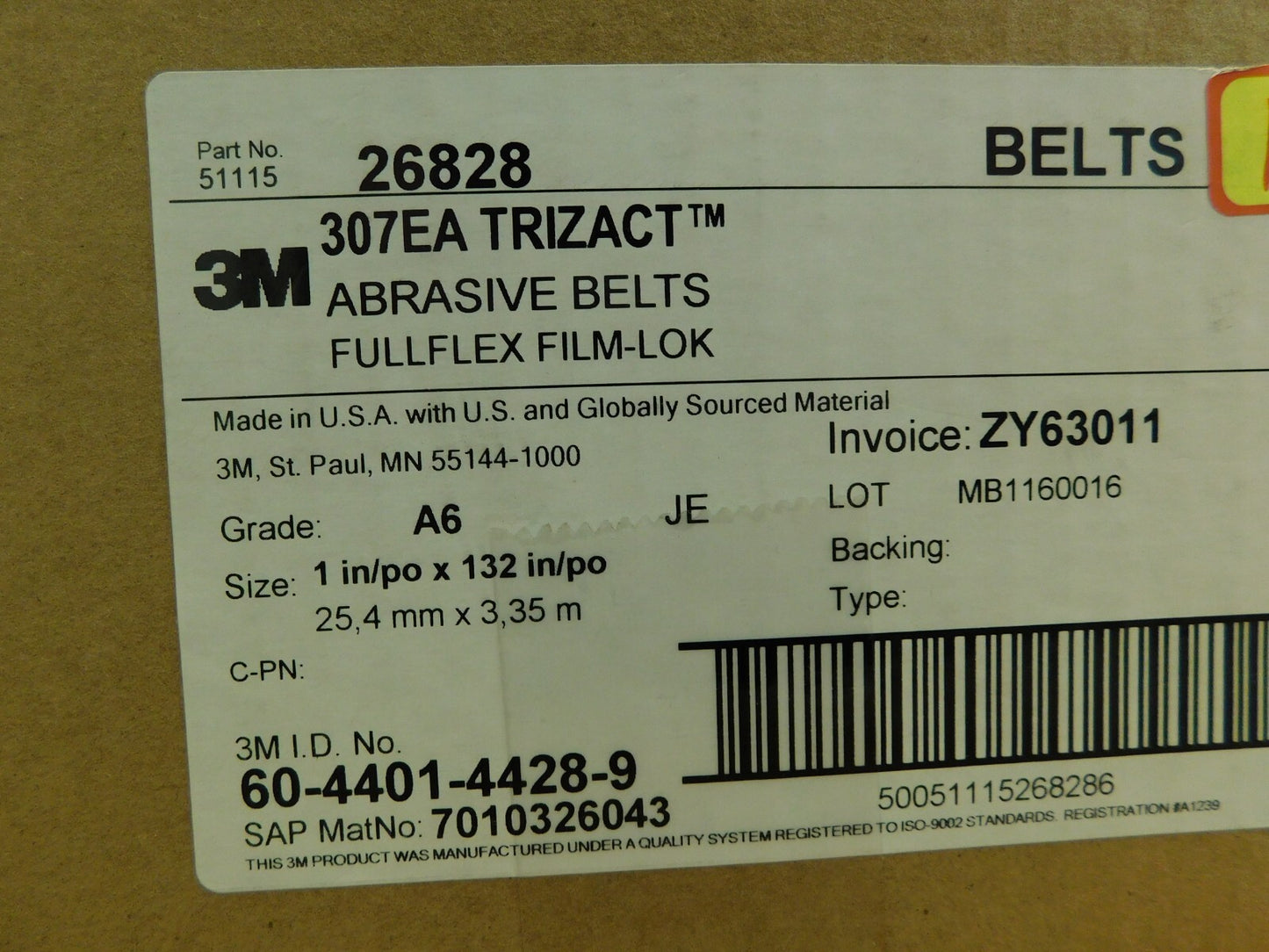 3M 307EA Trizact Cloth Belt 1  x 132  A6 JE Approx 100 Belts 268281