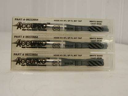 Accupro HSS Spiral Flute Taps 5/16" - 24 Unf H3 3 FL Nitride Qty 3 09222654