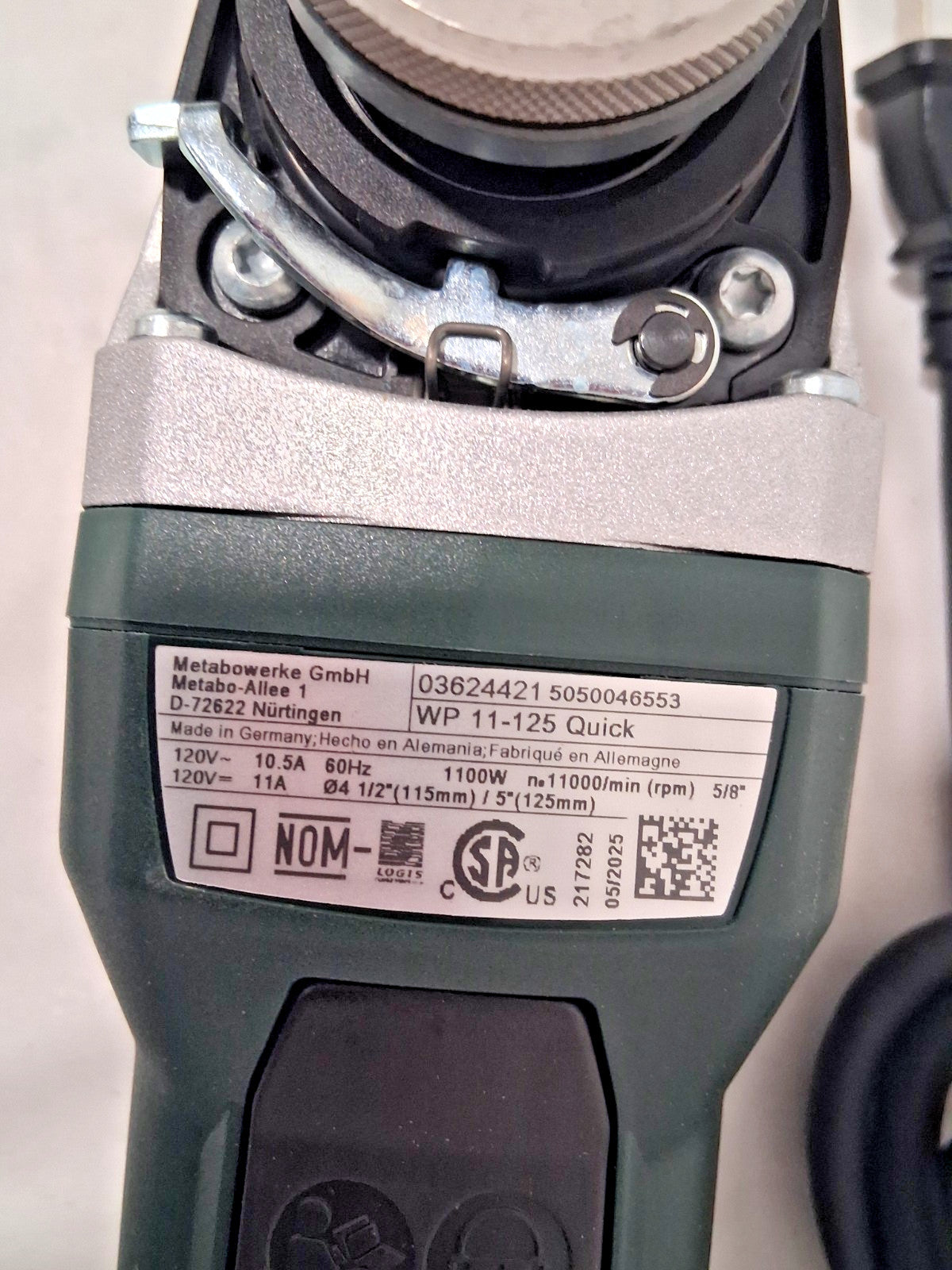 METABO Corded Angle Grinder WP 11-125 603624420