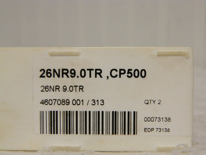 Seco Carbide Laydown Threading Insert 26NR 9.0TR Grade CP500 Qty 2 73138